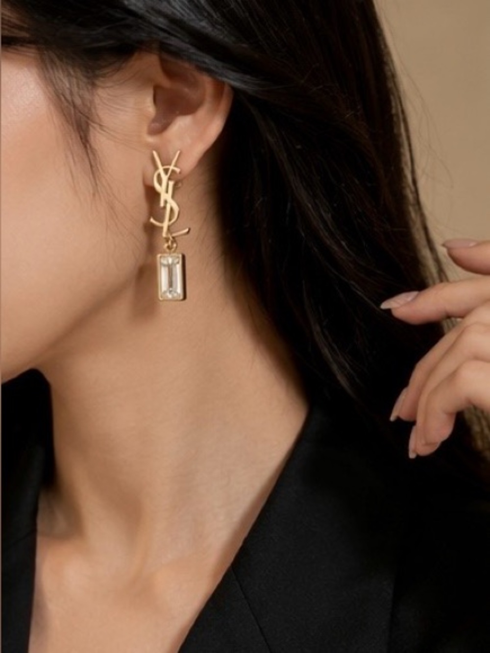 Gold Tone Crystal Drop Statement Earrings